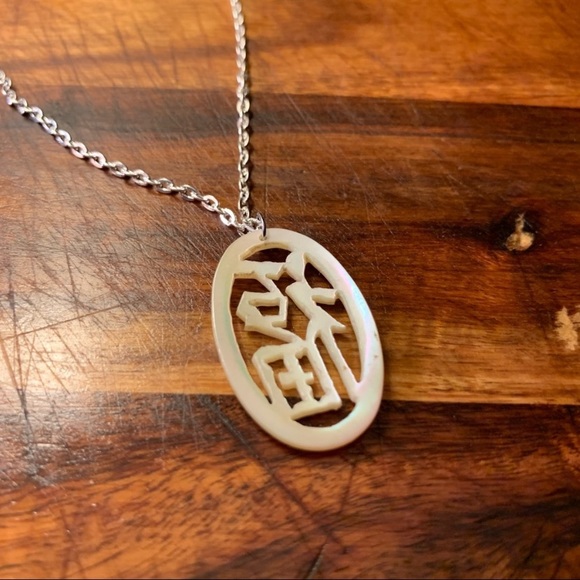 Vintage Good Luck/Blessings Carved Shell Pendant Necklace - Picture 3 of 5